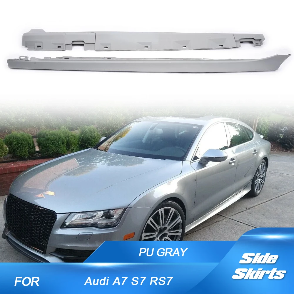 Car Body Kits Side Skirts Apron for Audi A7 S7 RS7 2011-2014 Car Side Skirts Extension Lip Spoiler Trim Unpainted PU Primer