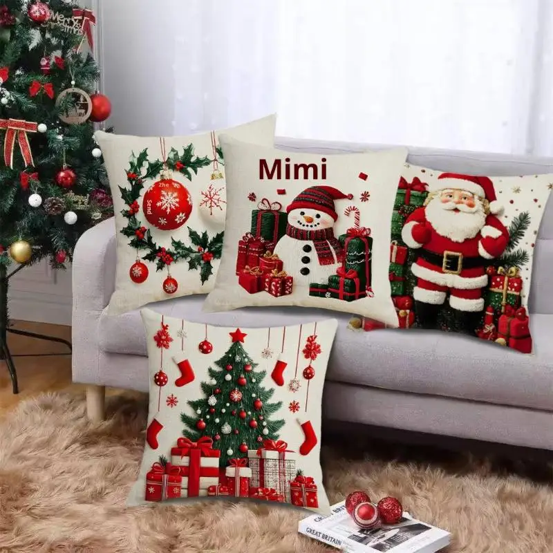 عيد الميلاد وسادة غطاء 45x45 سنتيمتر ثلج طباعة وسادة الزخرفية القضية احتفالية عطلة ديكور المنزل لسرير أريكة