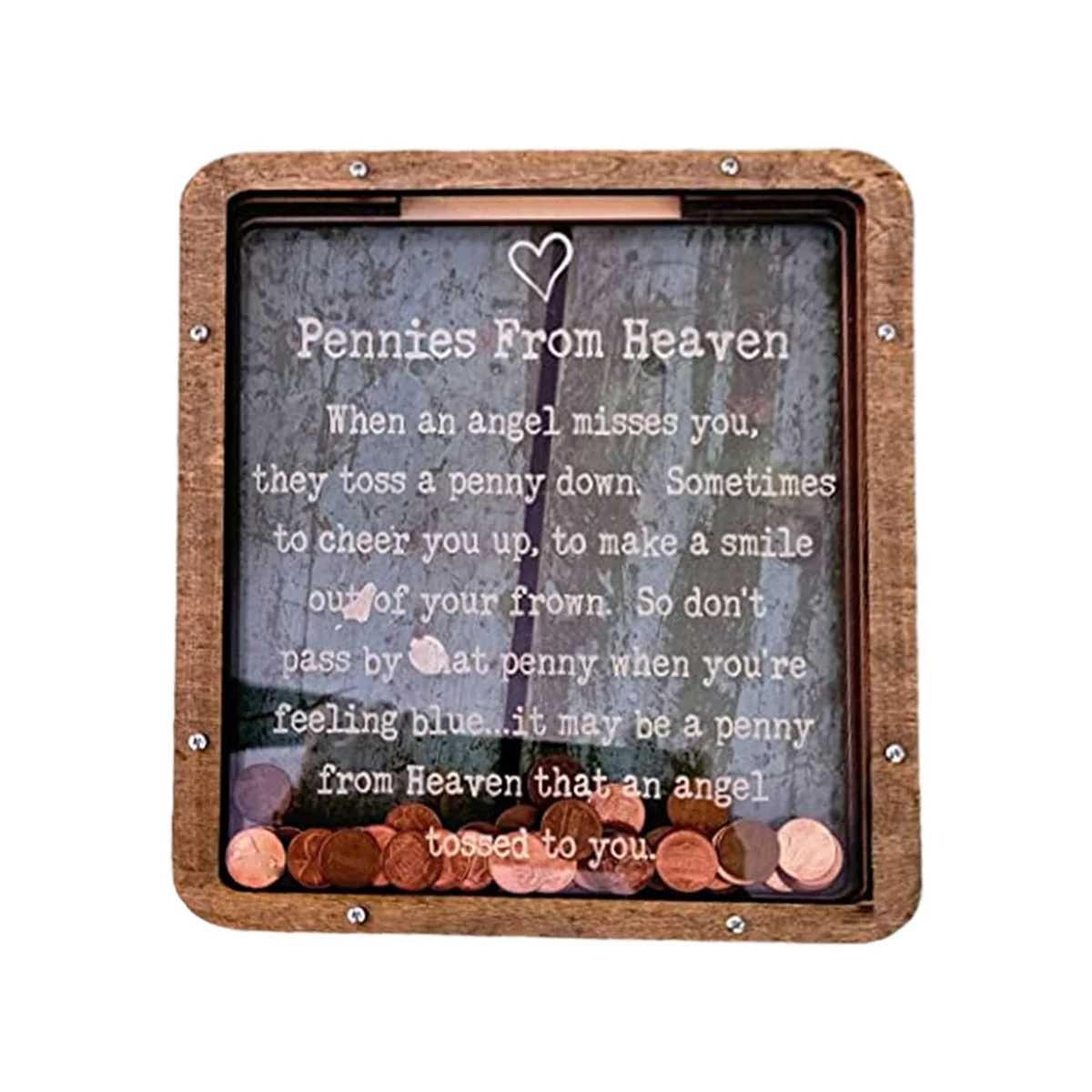 Pennies From Heaven Piggy Transparent Vintage Wooden Design Decorative Piggy Bank for Men Women,Brown