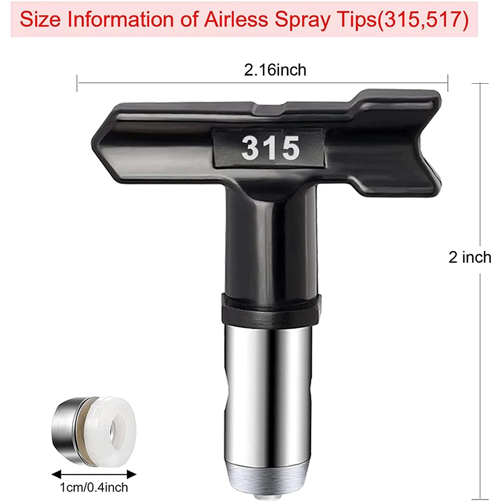 Airless Paint Sprayer with 2Pcs Paint Spray Tip (315,517) and Nozzle Guard + 2Pcs Airless Spray Filter for Pump Sprayer