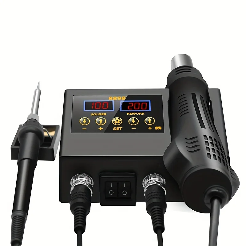 1 set Digital Temperature Adjustable 2-in-1 Soldering Station with Hot Air Gun - Perfect for PCB and IC Repair and Rework