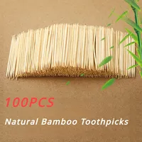 100pcs Double-headed Bamboo Toothpicks Natural Bamboo Toothpicks For Home Kitchen Travel Daily Life Oral Wooden Tooth Pick Care