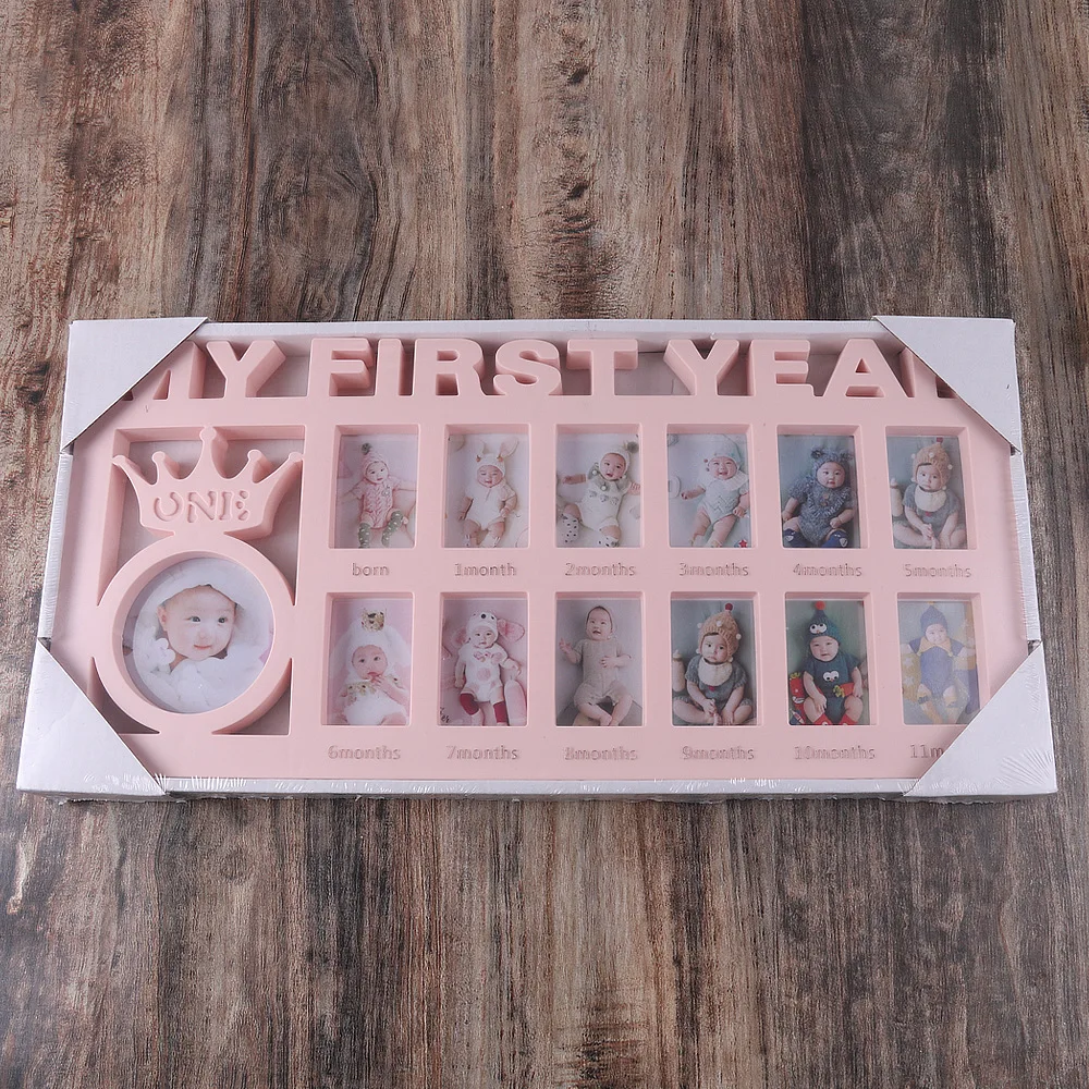 Ylsteed My First Year Baby Keepsake Picture Frame 0-12 Month Monthly Growth Photo Frame Souvenirs Newborn Photography Props