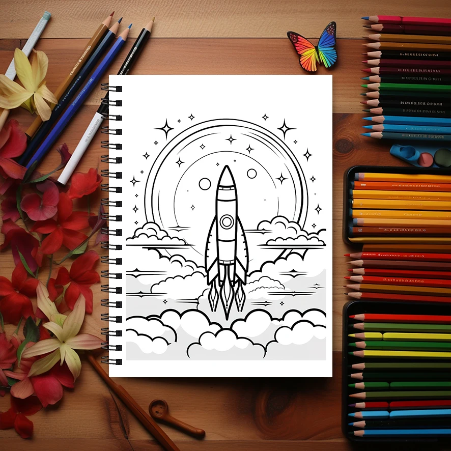 Star Voyage Coloring Book - 8.3x 11.2 Inch 22 Page Coloring Book - Helps Reduce Stress and Ease Emotions