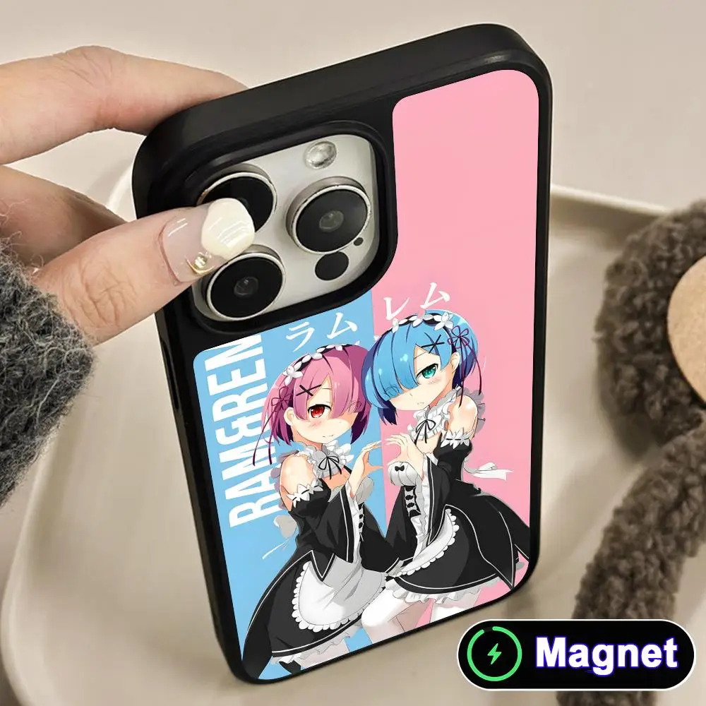 

ReZero Rem Ram Phone Case for iPhone 17 16 15 14 13 12 11 Air Pro Max Plus Matte Surface Magnet Cover