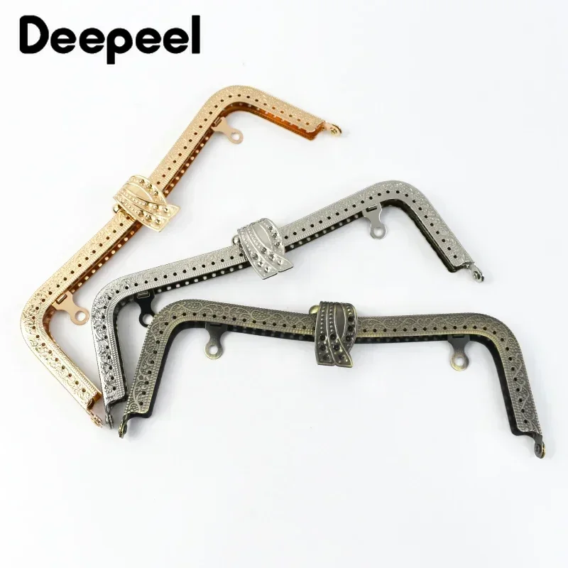 1/2/5Pcs Deepeel 20cm Metal Purse Frame Handbag Handle Retro Leaf Head Wallet Kiss Clasp Handles DIY Handmade Bag Accessories