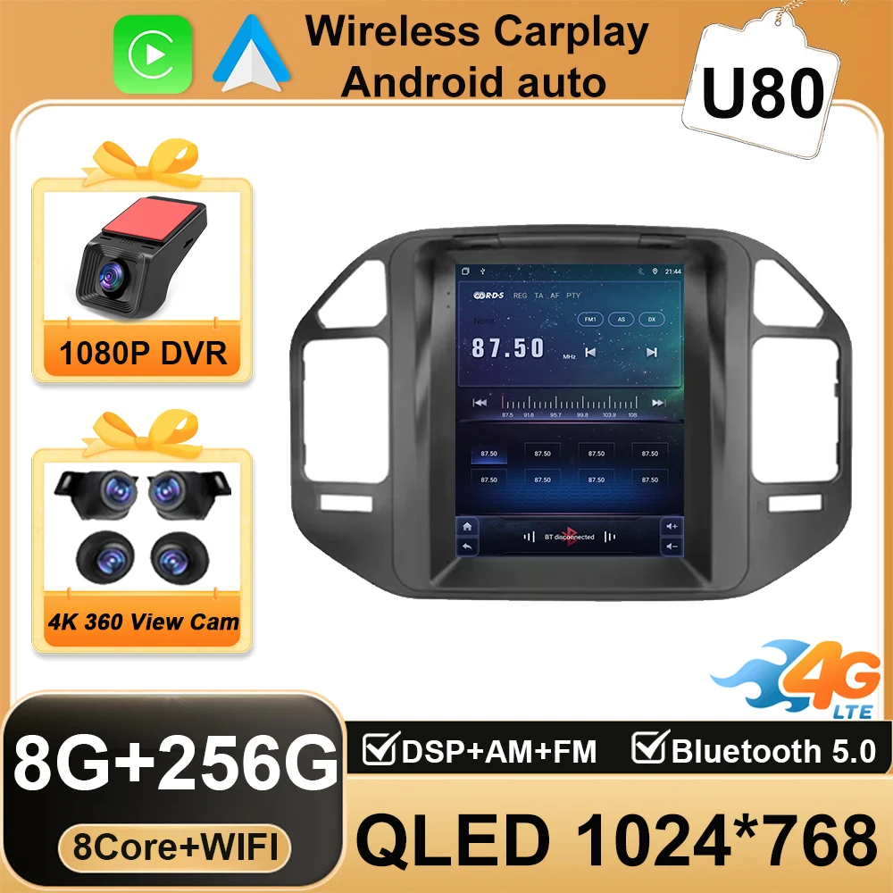 9.7 inch Android Voor Mitsubishi Pajero 3 V60 V68 V73 1999-2011 Carplay Autoradio Multimedia Speler GPS navigatie WIFI 2 Din