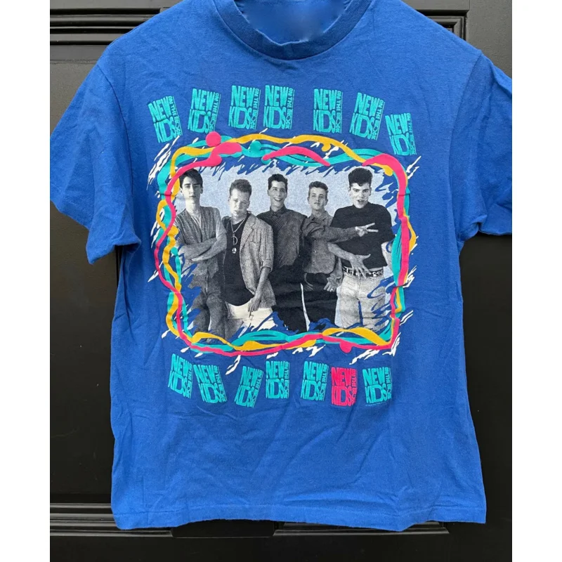 Vtg Tour 1989 New Kids On The Block Heavy Cotton Blue Unisex S-5XL Shirt MM514 long or short sleeves