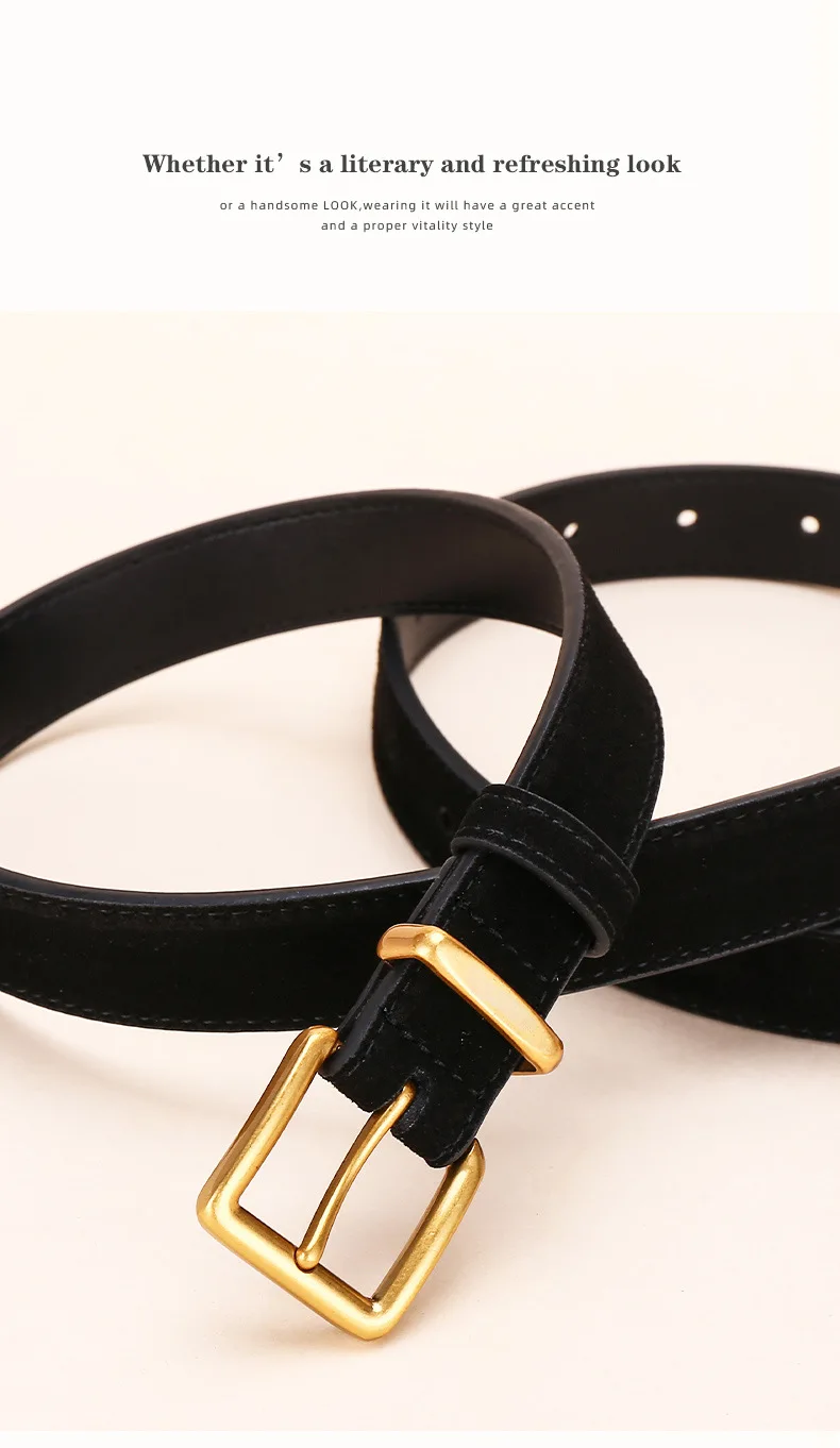 Vielseitiger Dekorationsgürtel für Damen; Matt gebürsteter Denim-Gürtel für Damen; Hochwertiger, matter Modegürtel mit Knöpfen. – Detail 12