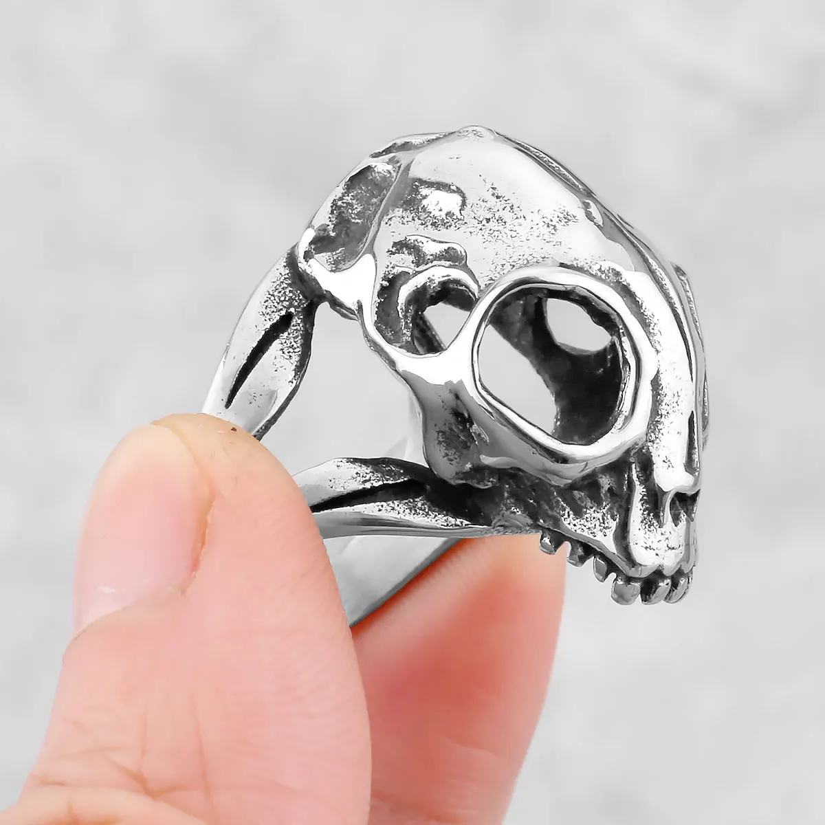 Vintage Domineering Skull Stainless Steel Mens Rings Punk Gothic Stylish for Boyfriend Biker Jewelry Creativity Gift Wholesale