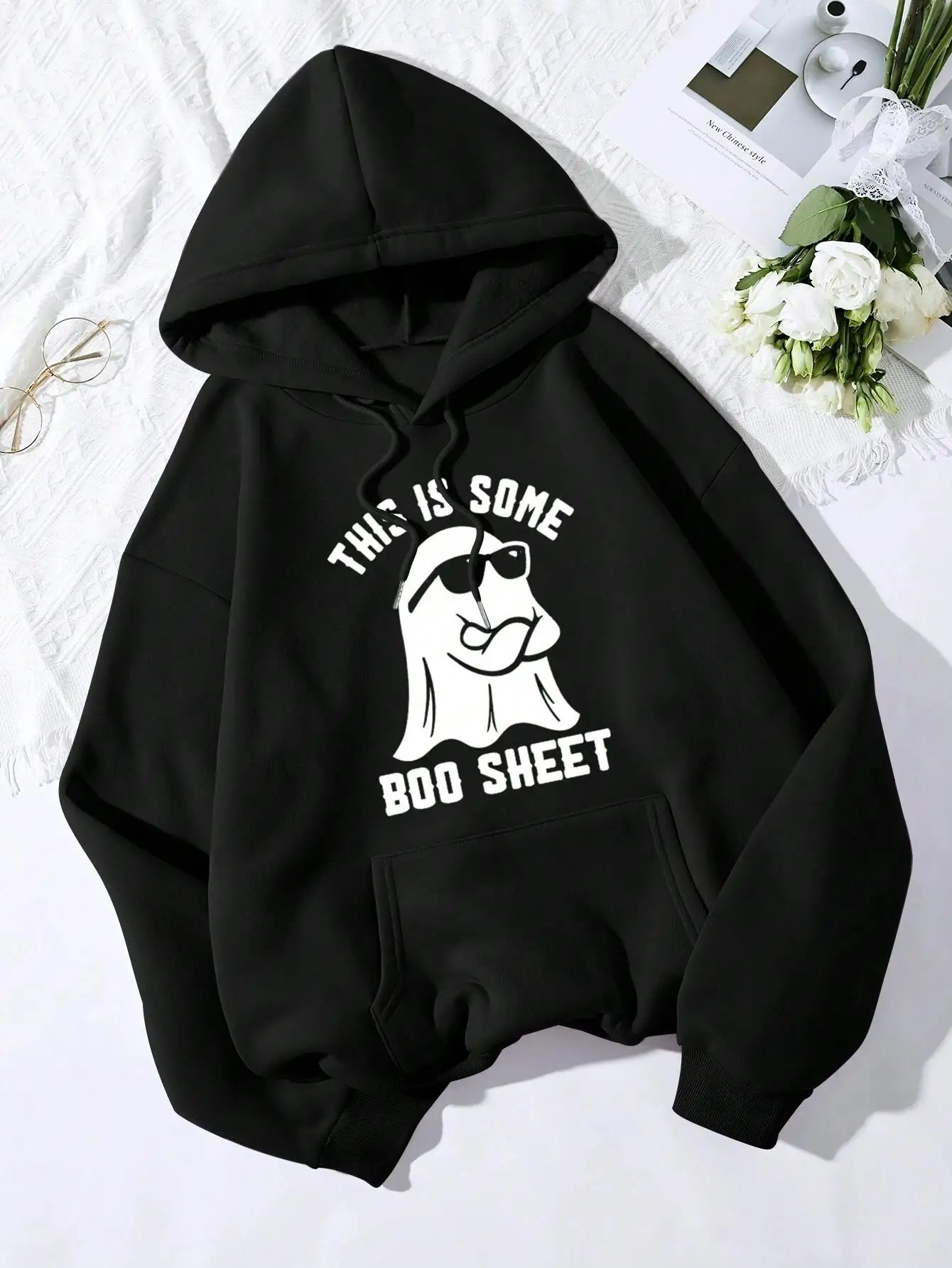 This Is Some Boo Sneet Letter Graphic Hooded Men's Autumn Crewneck Hoodies Simple Oversize Hoodie Street Warm Sportswear