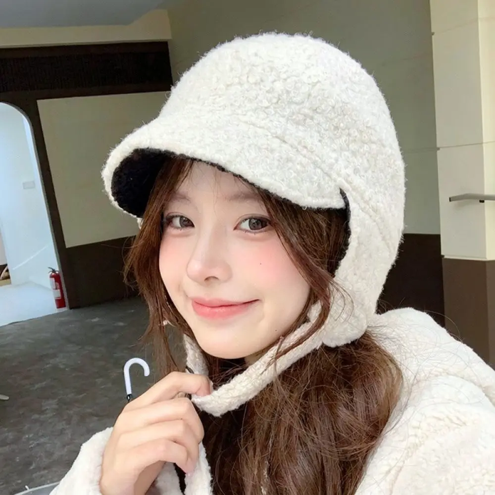 Women Winter Trapper Cap Warm Soft Fleece Lined Ear Flaps Hat Windproof Outdoor Cycling Thickened Reversible Pilot Headwear