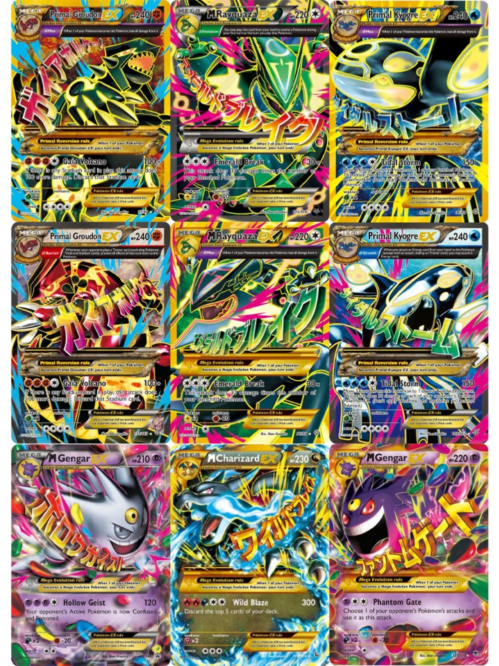 

9 шт. карты покемонов MEGA Charizard Rayquaza Gengar EX XY PTCG боевая коллекция карт набор колод коллекционных карточек игра Покемон подарок