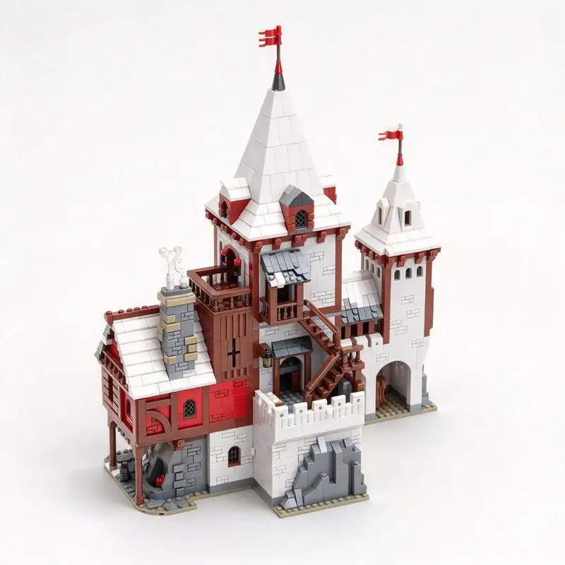 3988PCS Medieval Winter Castle Building Blocks Wolf Knight Fortress Architecture Model Custom Puzzle DIY Assembly Toy Gifts