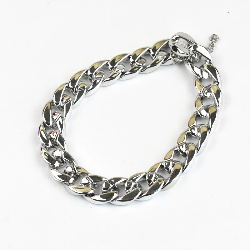 ABS Plastic Dog Collar Chain Diamond Inlay Sparkle Bulldog Necklace Cat Collars Pet Accessories Small Medium Large Dogs Golden