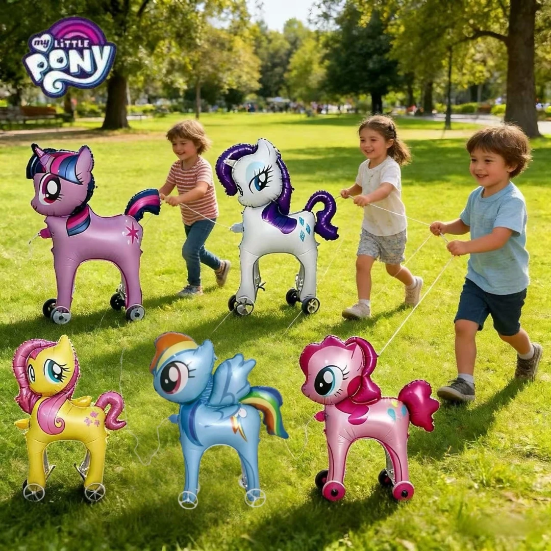 1 Globo Andante con Temática de My Little Pony - Decoración Interactiva con Ruedas para Fiestas y Cumpleaños