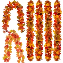 200CM Artificial Fall Maple Leaves Garland Autumn Yellow Fake Lwaf Hanging Fall Vines Thanksgiving Halloween Party Home Decor