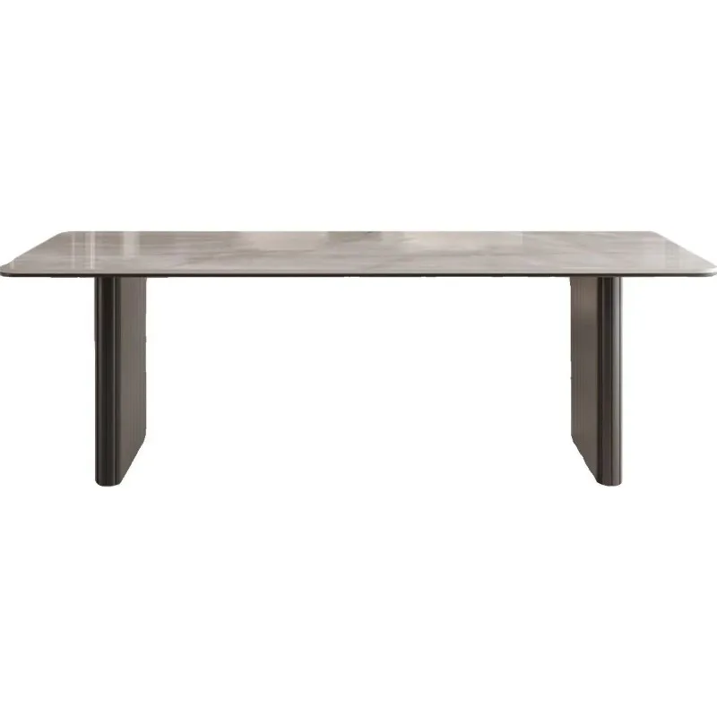 

Black retro new modern minimalist rock slab dining table size rectangular combination aluminum alloy