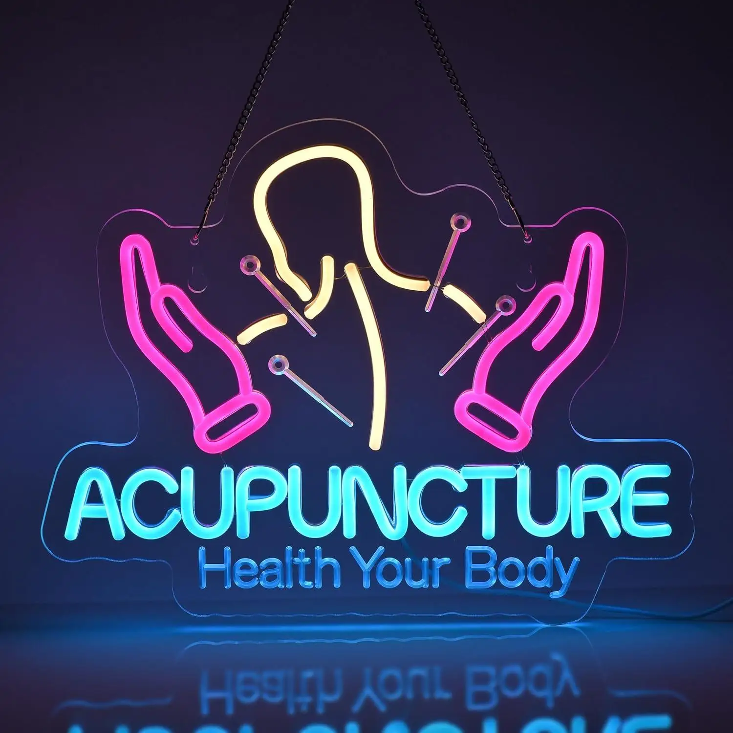 Acupuncture Neon Sign USB Dimmab LED Lights for Body Relax Massage Room Physical Therapy Spa Wellness Center Decor Business Sign