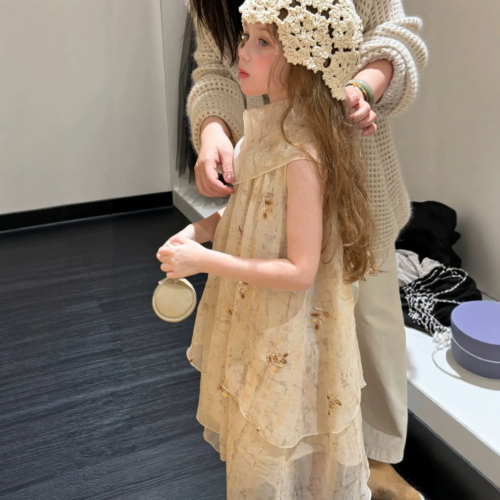 2026 Summer New Chinese Style Super Fashion Design with Shawl Vocation Style Fairy Skirt Little Girl Dress