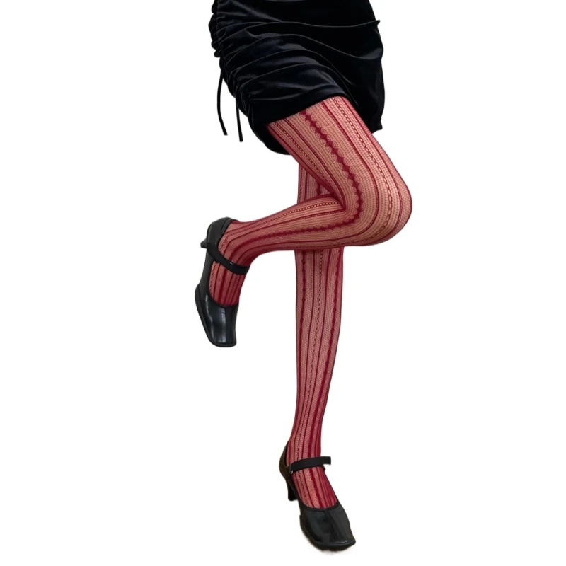 Stripe Pattern Fishnet Tights Stockings Hosiery Showcases Taste