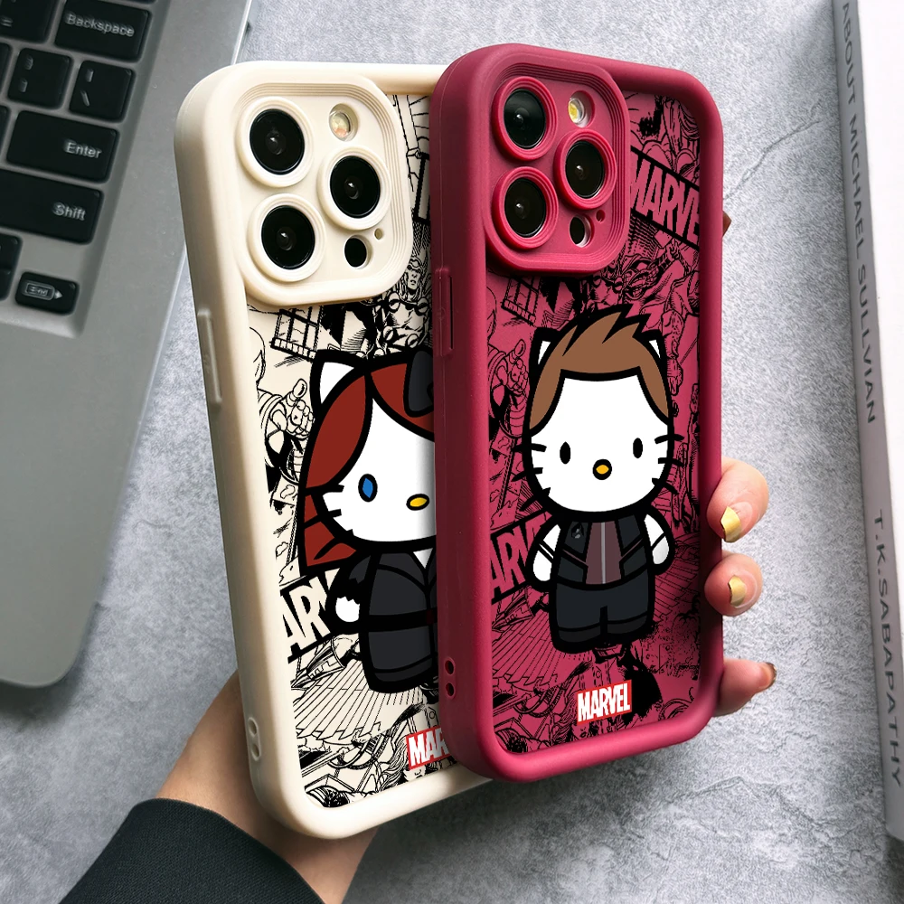 Kitty Cos Hawkeye Phone Case for iPhone 16 15 14 Plus 13 12 Mini 11 Pro Max X Xs XR 8 7 Soft TPU Ladder Lens Protection Cover