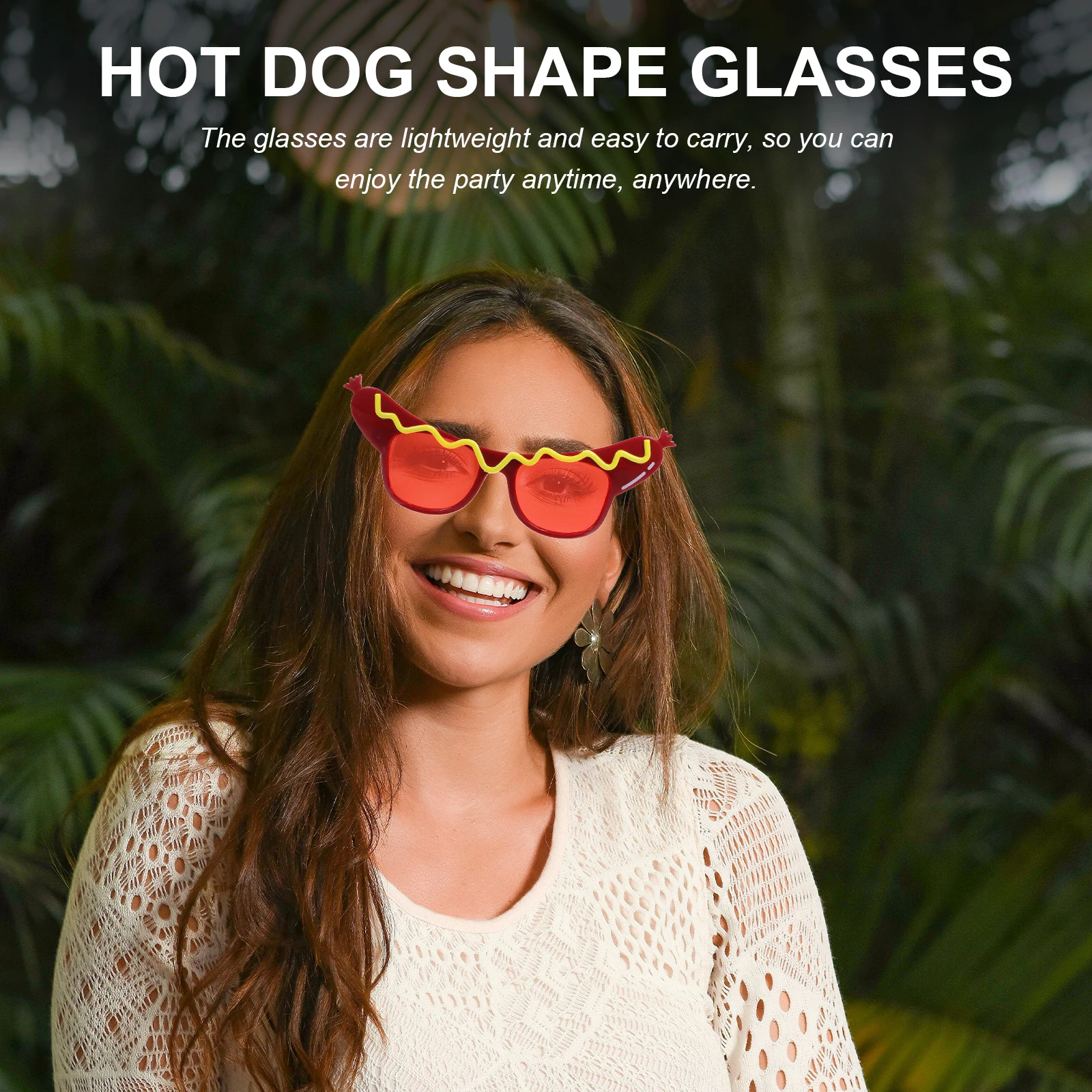 

Hot Dog Design Party Glasses Prank Decorative Eyewear Lightweight Portable Plastic Funny Photo Props Unique Style