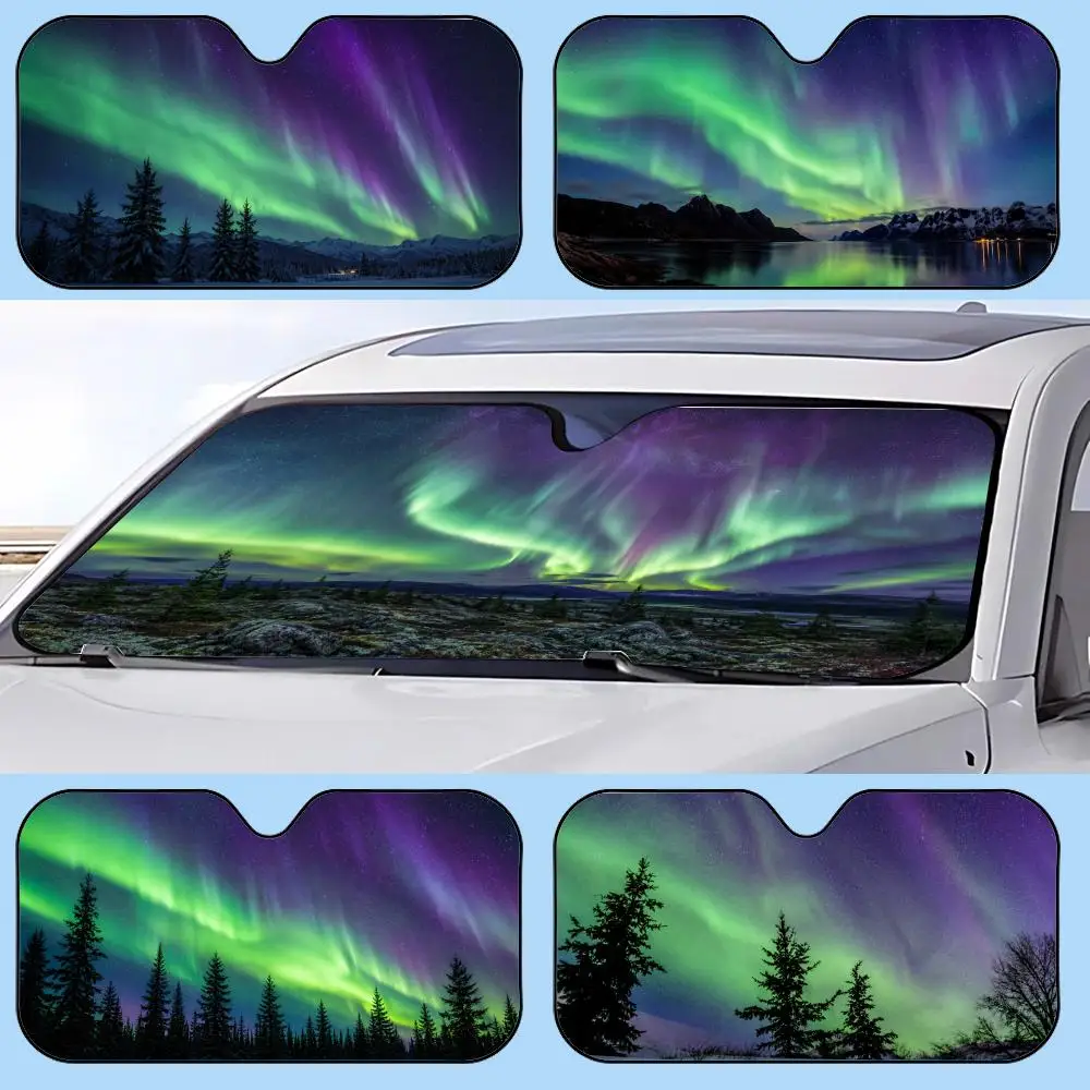 Stunning Northern Aurora Sun Visor Retractable Car Sun Visor Anti-Glare UV Protection Front Window Sunshade