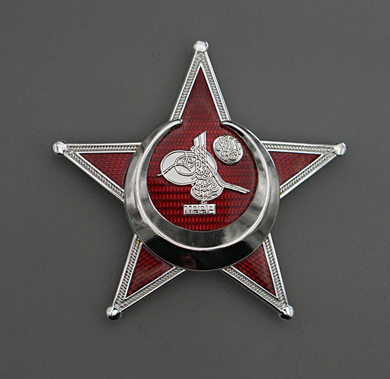 Ottoman Iron Crescent  Gallipoli Star 1915 Award Repro Pin Back  Red