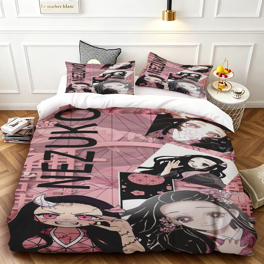 

3pcs Kids Duvet Cover Demon Slayer Demon Slayer Bedding Set Comfortable and Breathable Bedroom Gifts Decor Single Twin