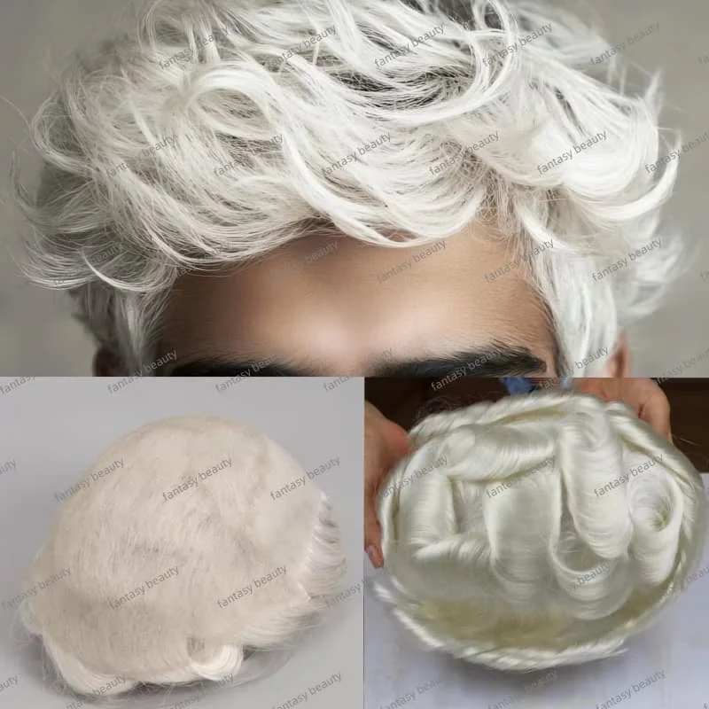 

100% оригинальные человеческие волосы Q6 Swiss Lace&PU Base Men Toupee Q6 60RY белый 110% Плотность волос Система мужской парик натуральные волосы Remy Human