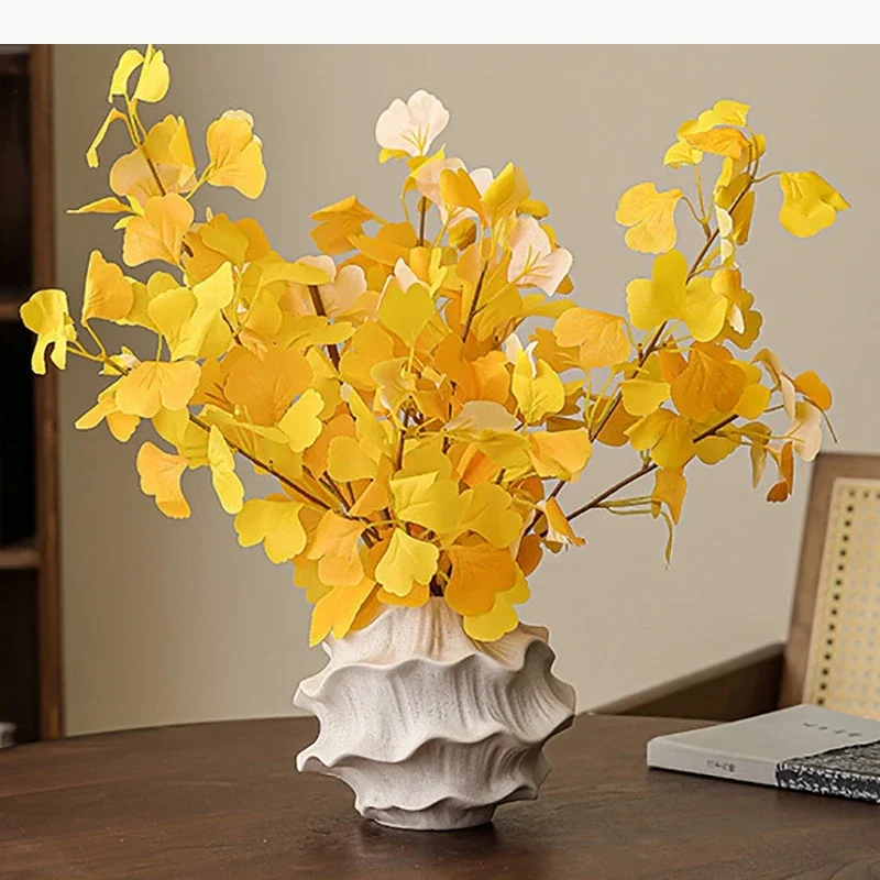 Wave Layering Ceramic Vase Desk Decoration Flowers Arrangement Artificial Flower Decorative Floral Vases Room Aesthetic Decor