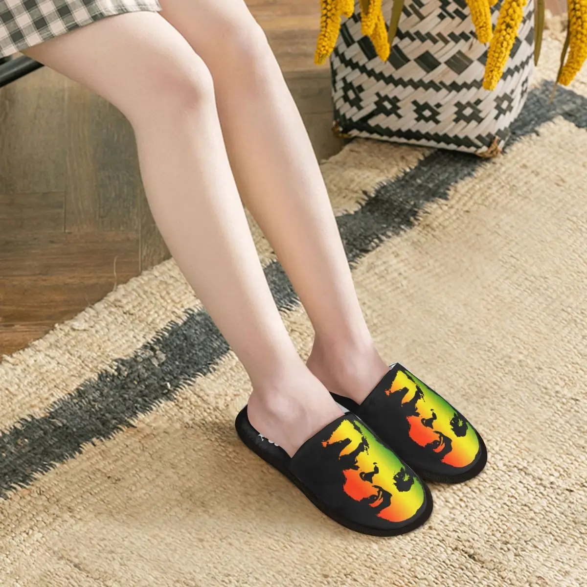 Custom Jamaica Singer Reggae Rock Bob Marley House Slippers Women Soft Memory Foam Shoes Cozy Warm Anti-skid Sole Slipper