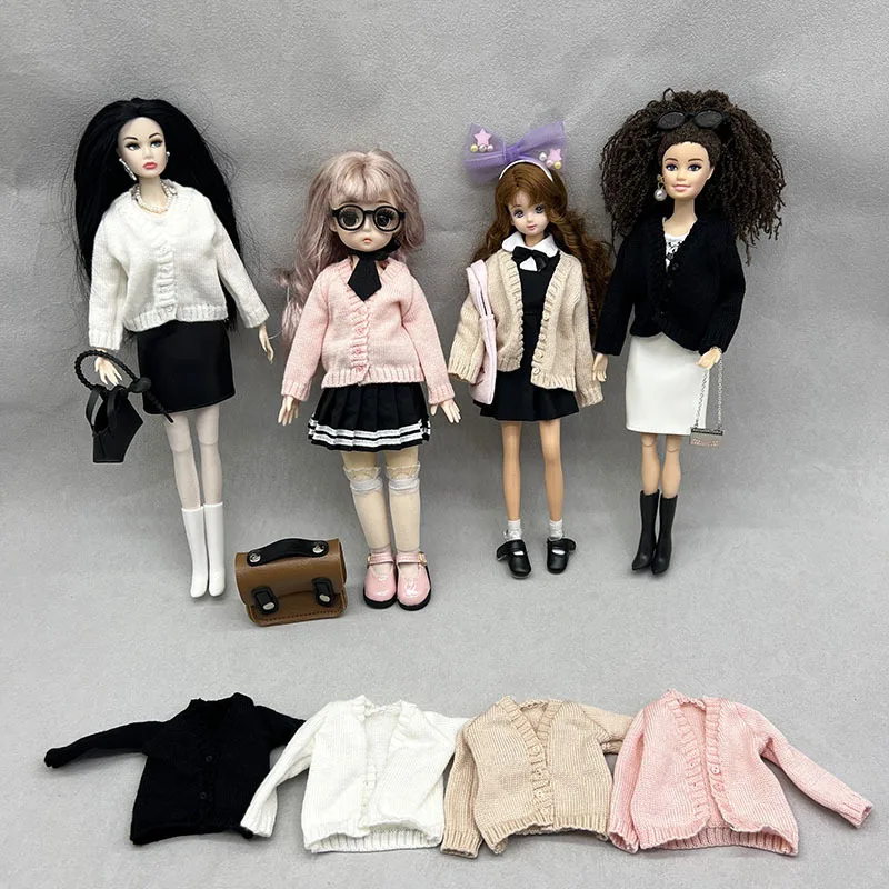 シンプルなカジュアル無地ニットセータージャケット 1/6 FR バビスーパーモデル人形ドレスアップ 30 センチメートル人形ファッション服アクセサリー