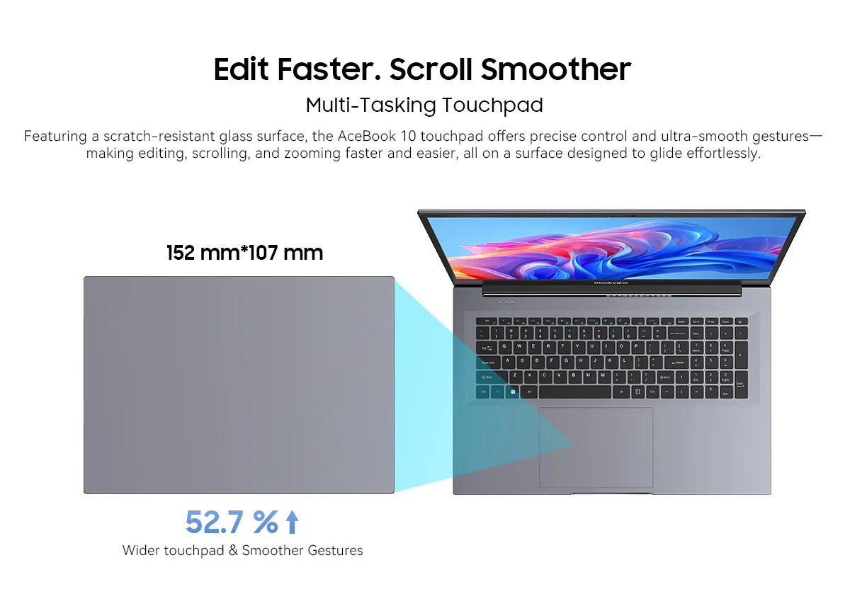 Blackview ACEBOOK 10 Laptop Computer 18.5" FHD 8000mAh Intel N150 Windows 11 16GB RAM 512GB BT5.2 WiFi 6 Desktop Notebook
