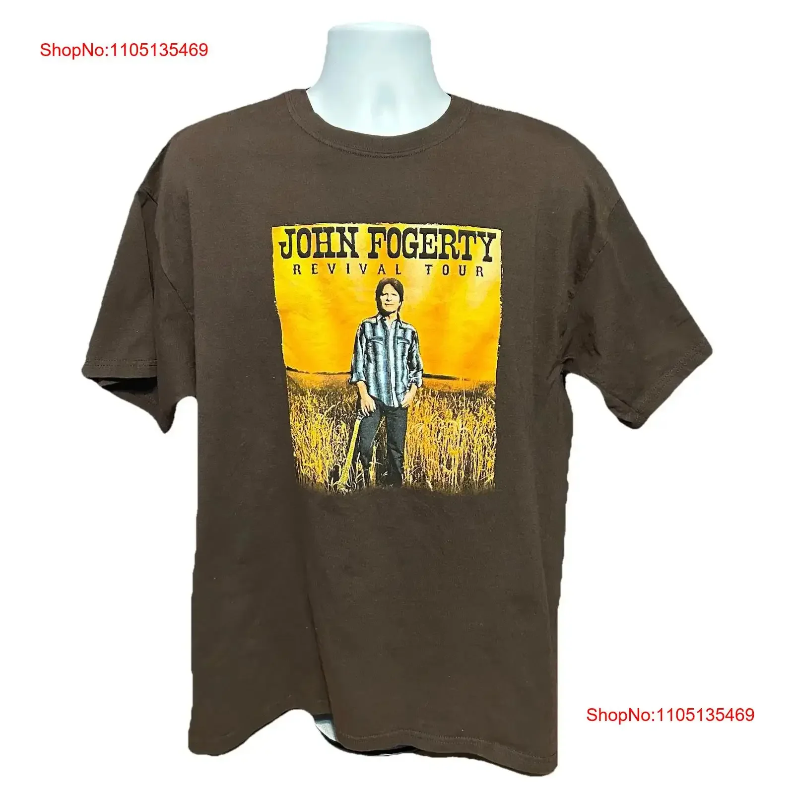 John Fogerty Revival Tour T Shirt Men XL Brown  Crew Neck  vintage Washed fashion Casual Comfortable Unisex Breathable