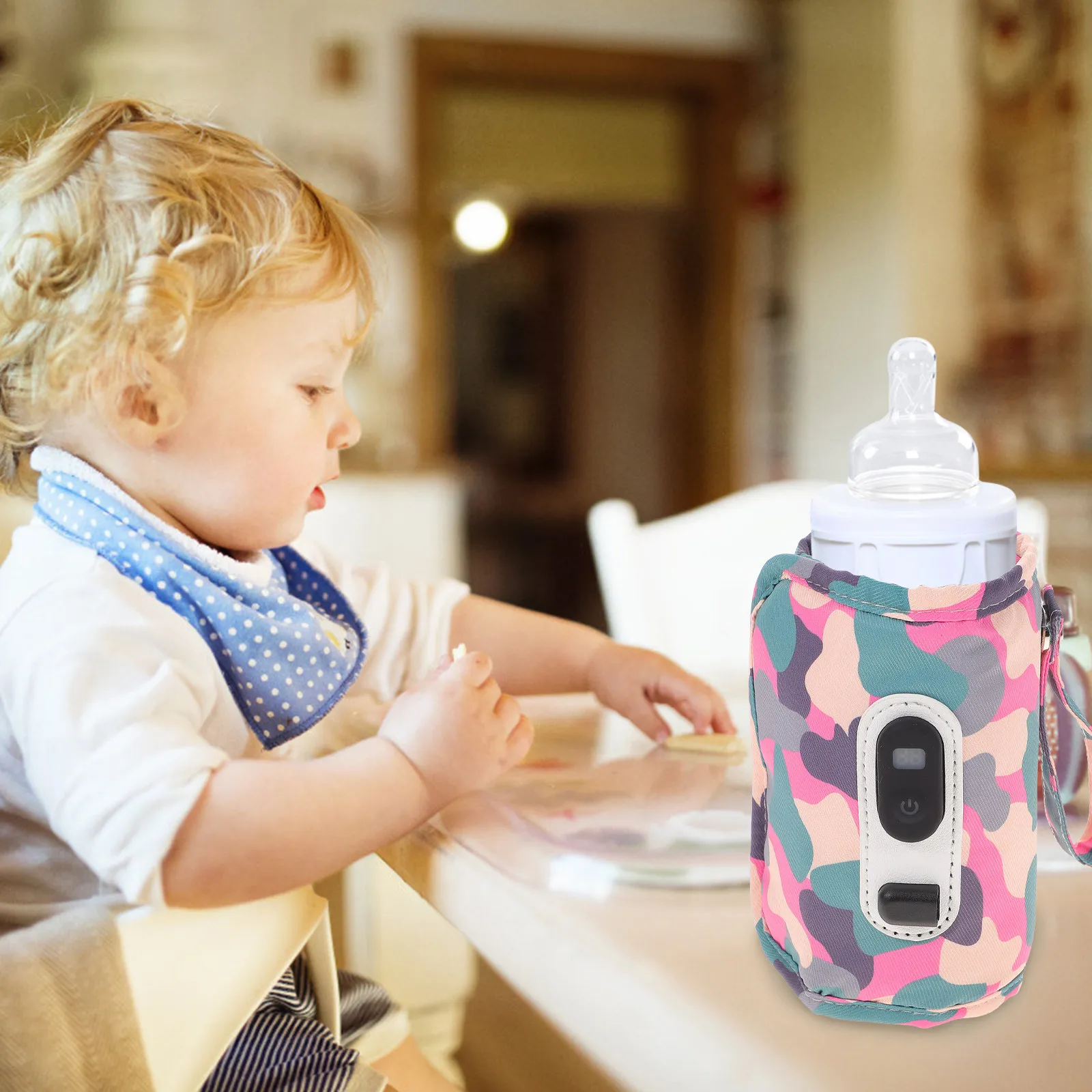 

Digital Display Milk Bottle Warmer Outdoor Travel Portable Baby Bottle Cover Temperature Adjustable Fast Heating Thermal Bag