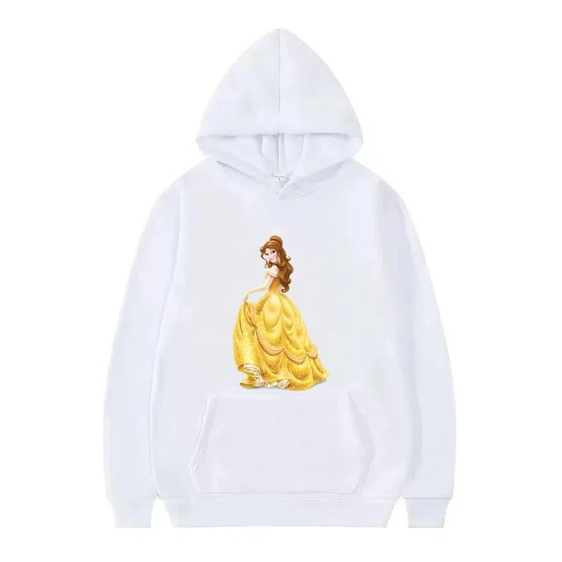 เสื้อฮู้ดดี้ลายดิสนีย์ โฉมงามกับเจ้าชายอสูร แฟชั่นผู้หญิง ทรงหลวม สีเทา เสื้อผ้าฤดูหนาว เสื้อพูลโอเวอร์ ราคาถูก