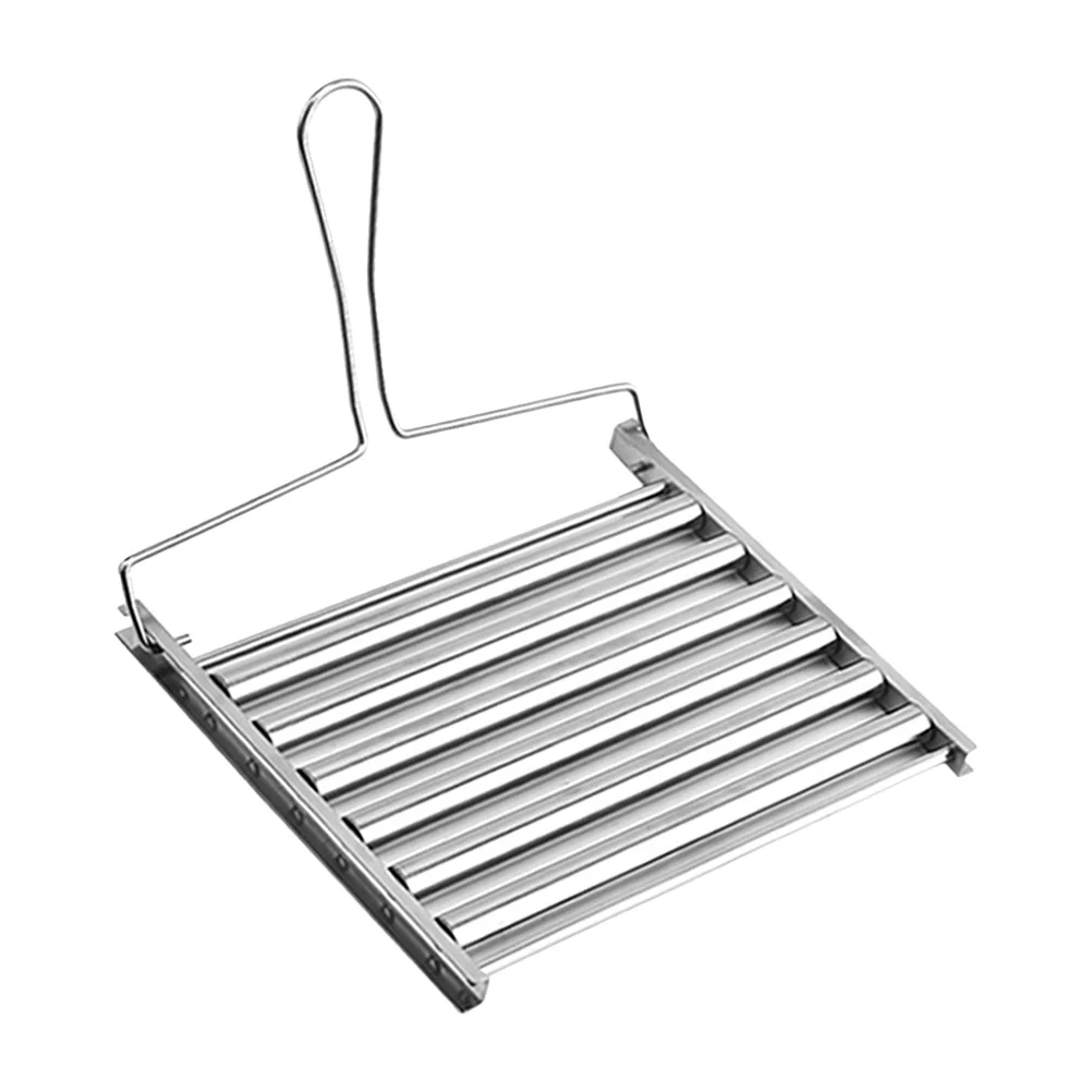 

Portable Stainless Steel Sausage Grilling Tray Practical Outdoor Bbq Grill Rack Non-Slip Roller for Camping Picnic Barbecue