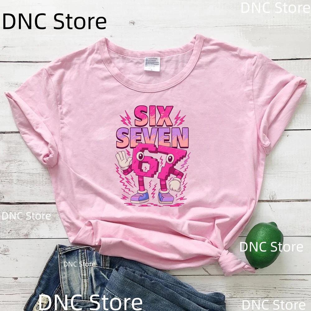 ستة سبعة الإيطالية Brainrot 6 7 الجرافيك تي شيرت مطبوع المرأة موضة Harajuku في سن المراهقة طالب الفتيات التي شيرت الصيف قميص غير رسمي بلايز #5