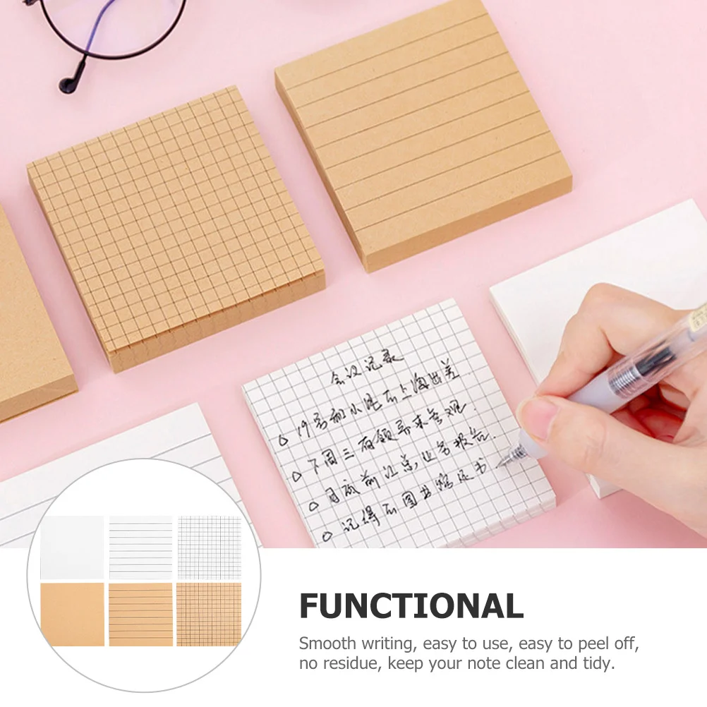 6Pcs Multipurpose Sticky Memo Pads for Office Home Shops Smooth Writing Reusable and Practical Gift Choice Memo Pads