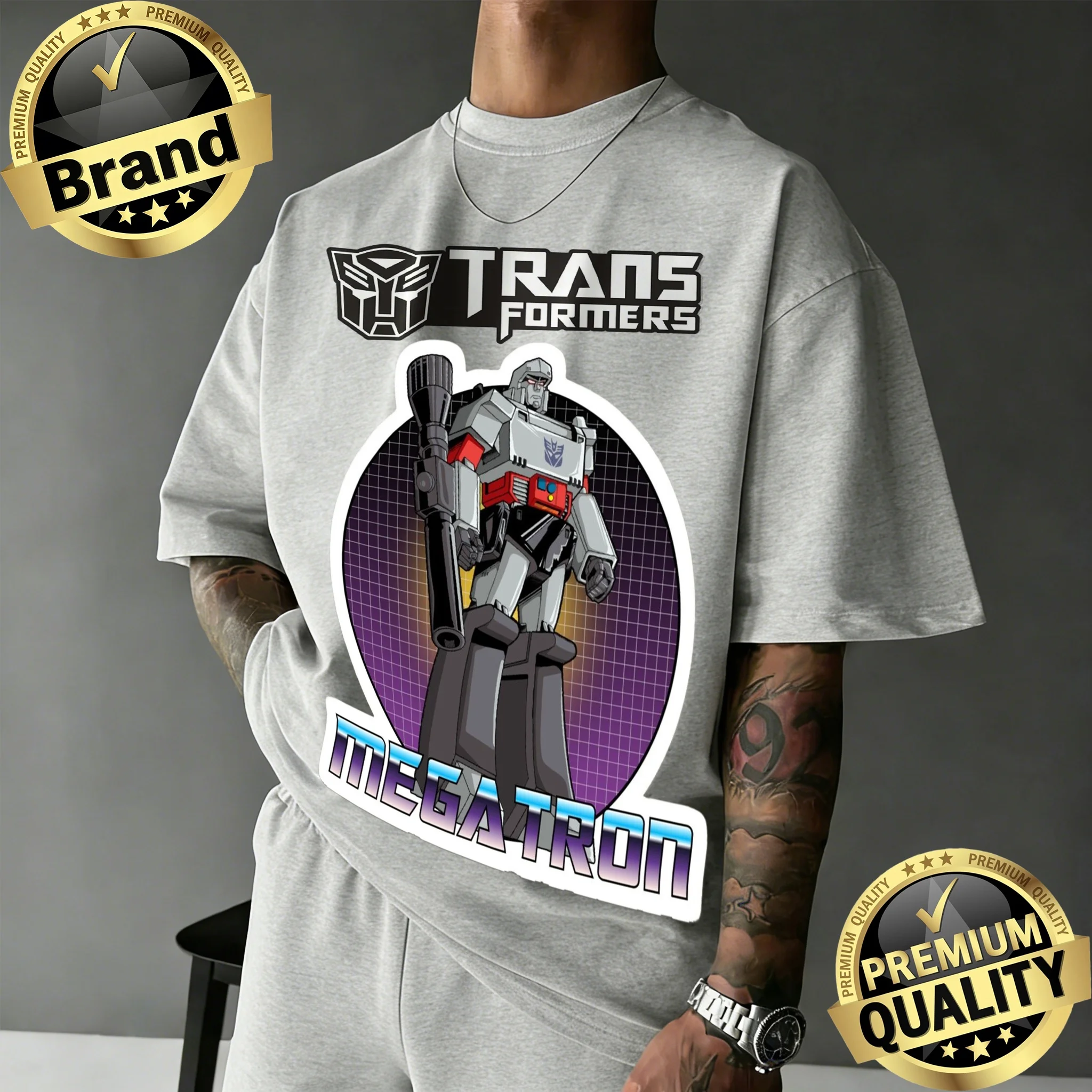 

Футболка унисекс Hasbro Transformers Megatron с графическим принтом, летняя коллекция 2026, свободный крой оверсайз, винтажный стиль Y2K, дышащая