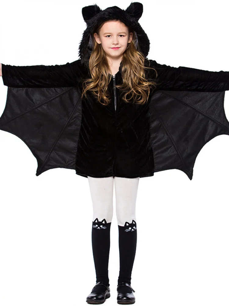 

loween Girl Bat Costume Par Masquerade Performance Clothes Terror Bla Bat Outfit Children's Traditional Chines...