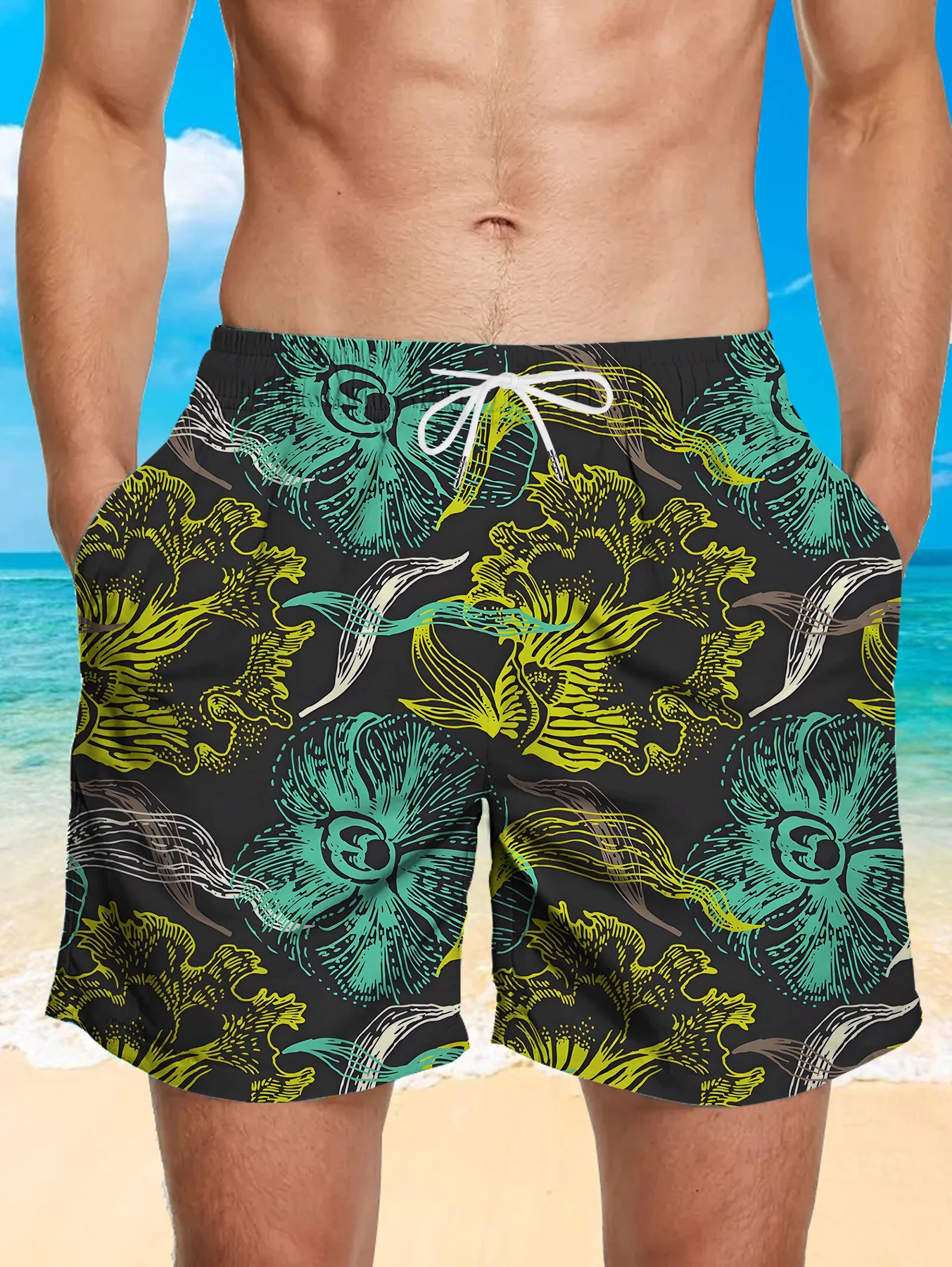 

Шорты с принтом в стиле y2k, модные дышащие пляжные шорты-2025, мужская одежда, одежда больших размеров