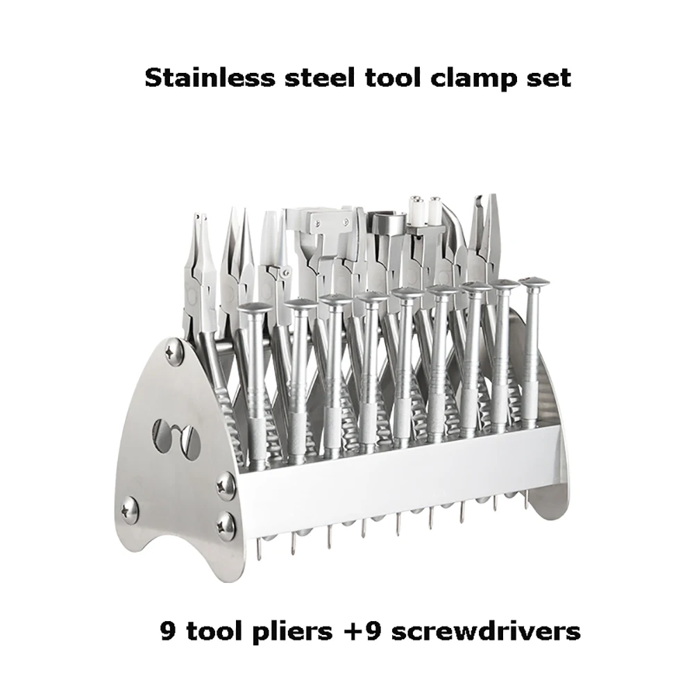 Professional Adjustment Tools, Plier Set, Screwdriver & Storage Rack for Glasses Frame Tightening Eyeglass Repair Tool Kit