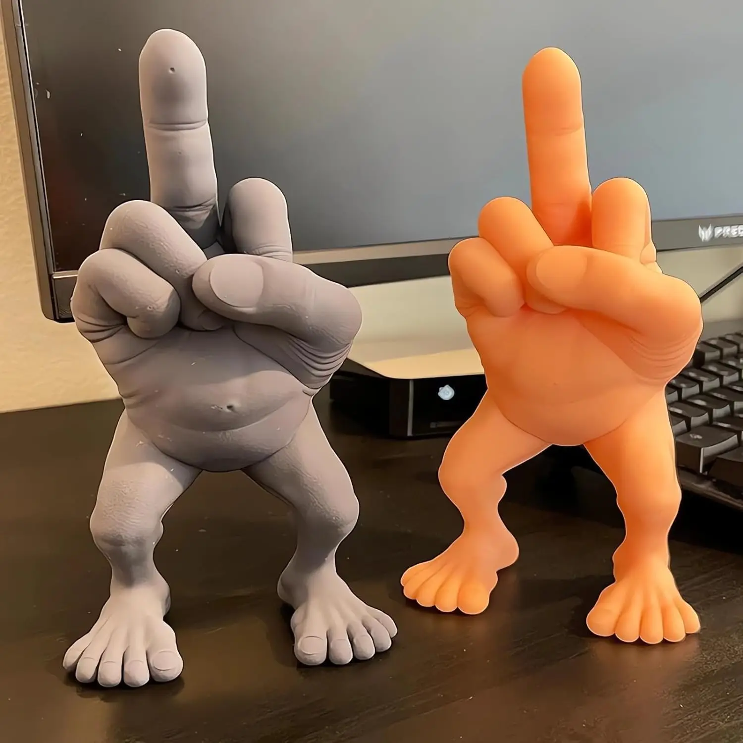 Middle Finger Statue with Legs, Funny Desk Accessory, 3D Sculpture Gag Gift, Home Office Decor, Unique Ornament, Hilarious Middl