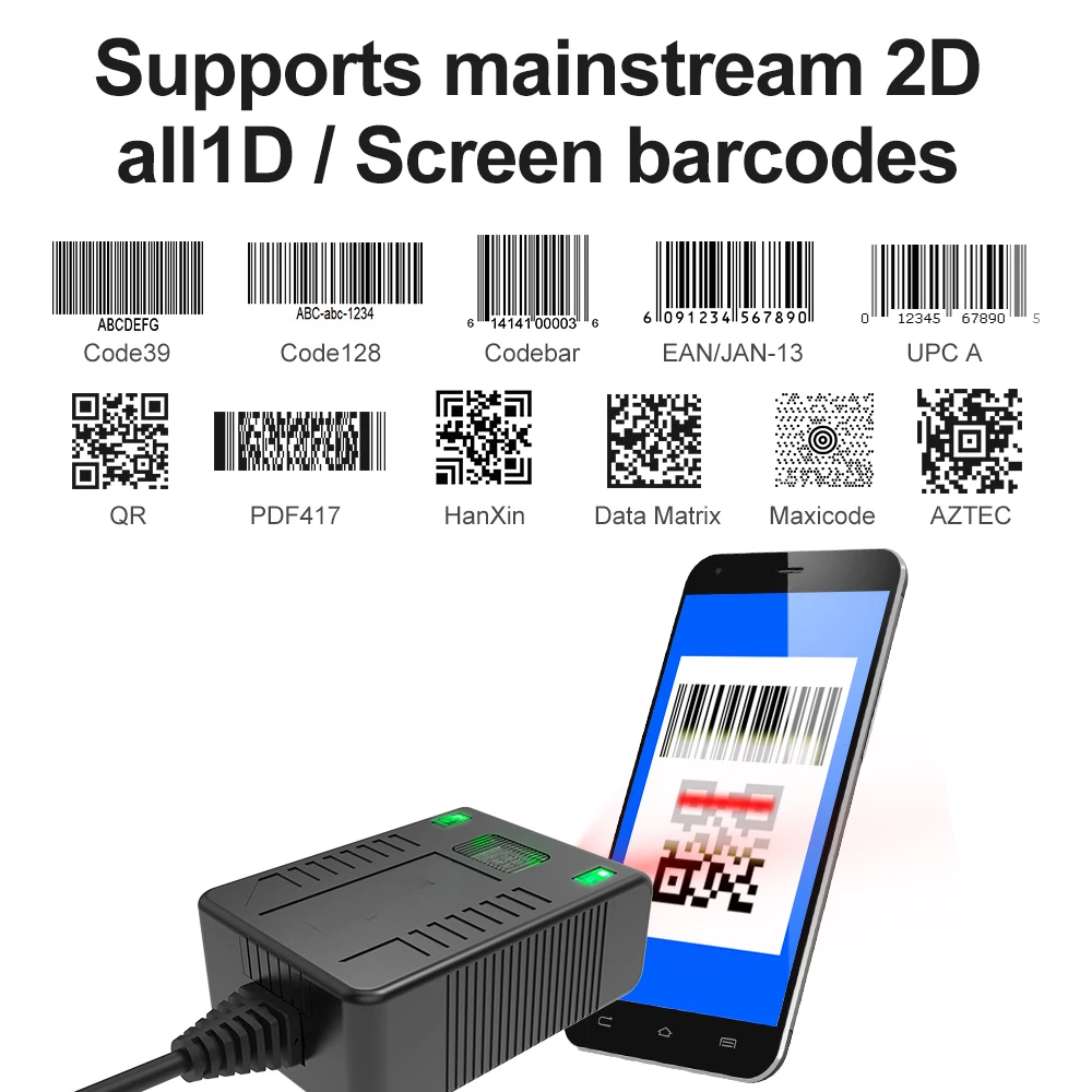 High-Speed Mega-Pixel USB Barcode Scanner Module Wired 1D 2D QR Reader for Warehouse Inventory System