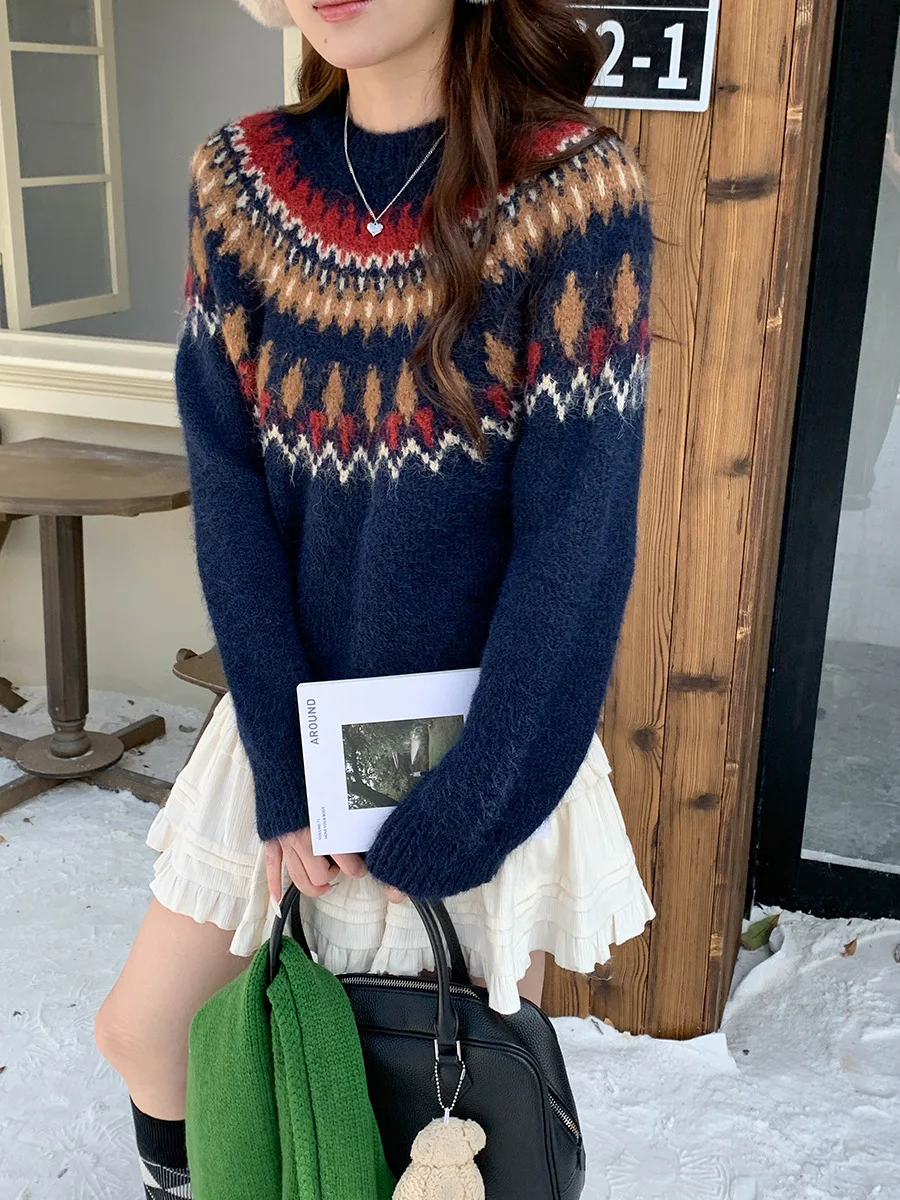 Vintage Fair Island Jacquard Crew Neck Sweater Z