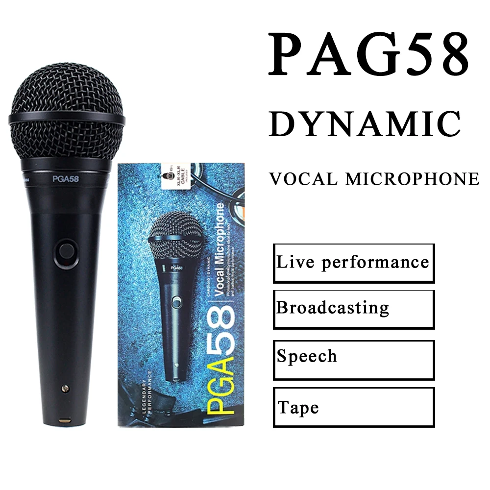 PGA58 Professional Handheld Wired Microfone Cardioid Dynamic Vocal Wired Microphone for Karaoke Live Vocal Performance