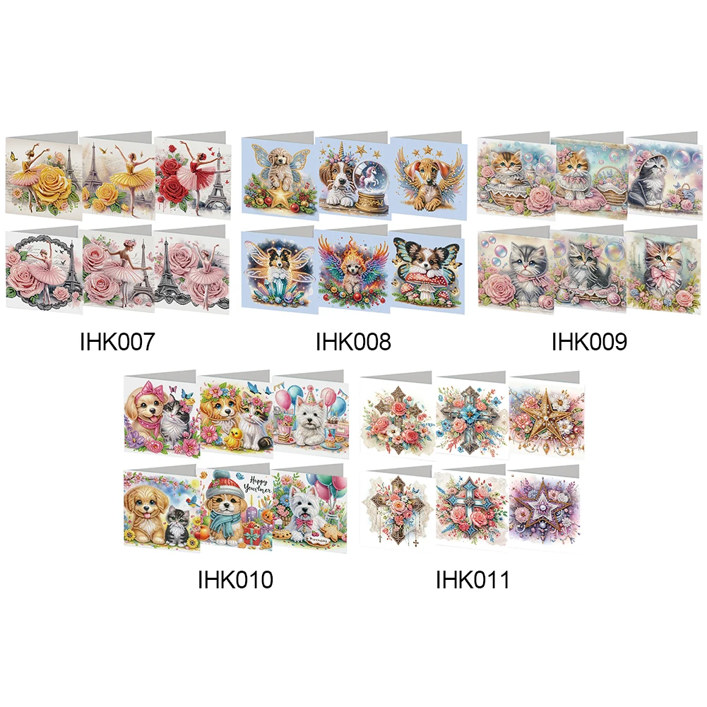 6 uds animales de Ballet fe mosaico de diamantes tarjetas de regalo para Festival Rinestone bordado artes tarjetas artesanales Kit regalo de cumpleaños para un amigo